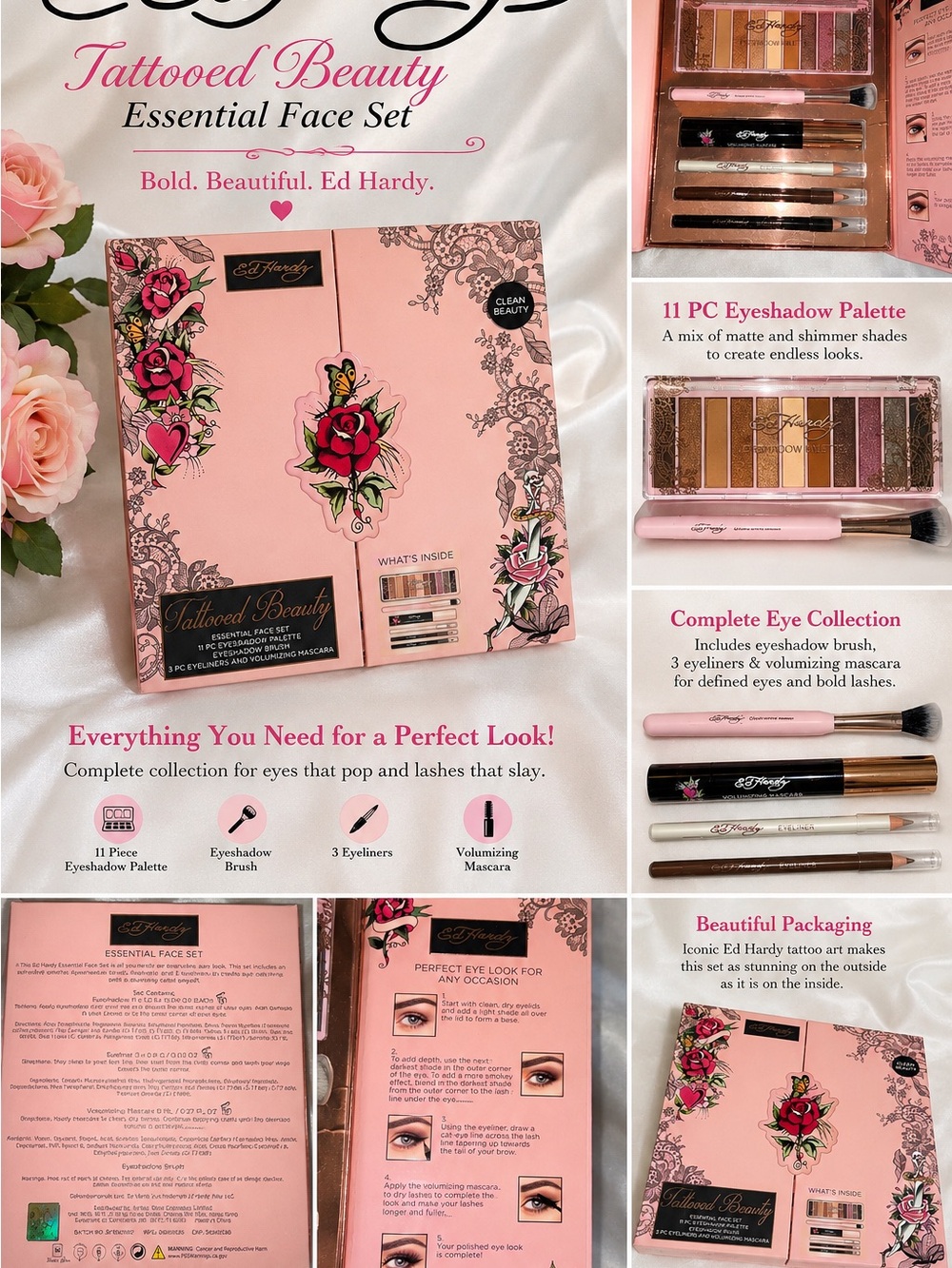 Ed Hardy Tattooed Beauty Pink Eyeshadow & Eye Collection Set